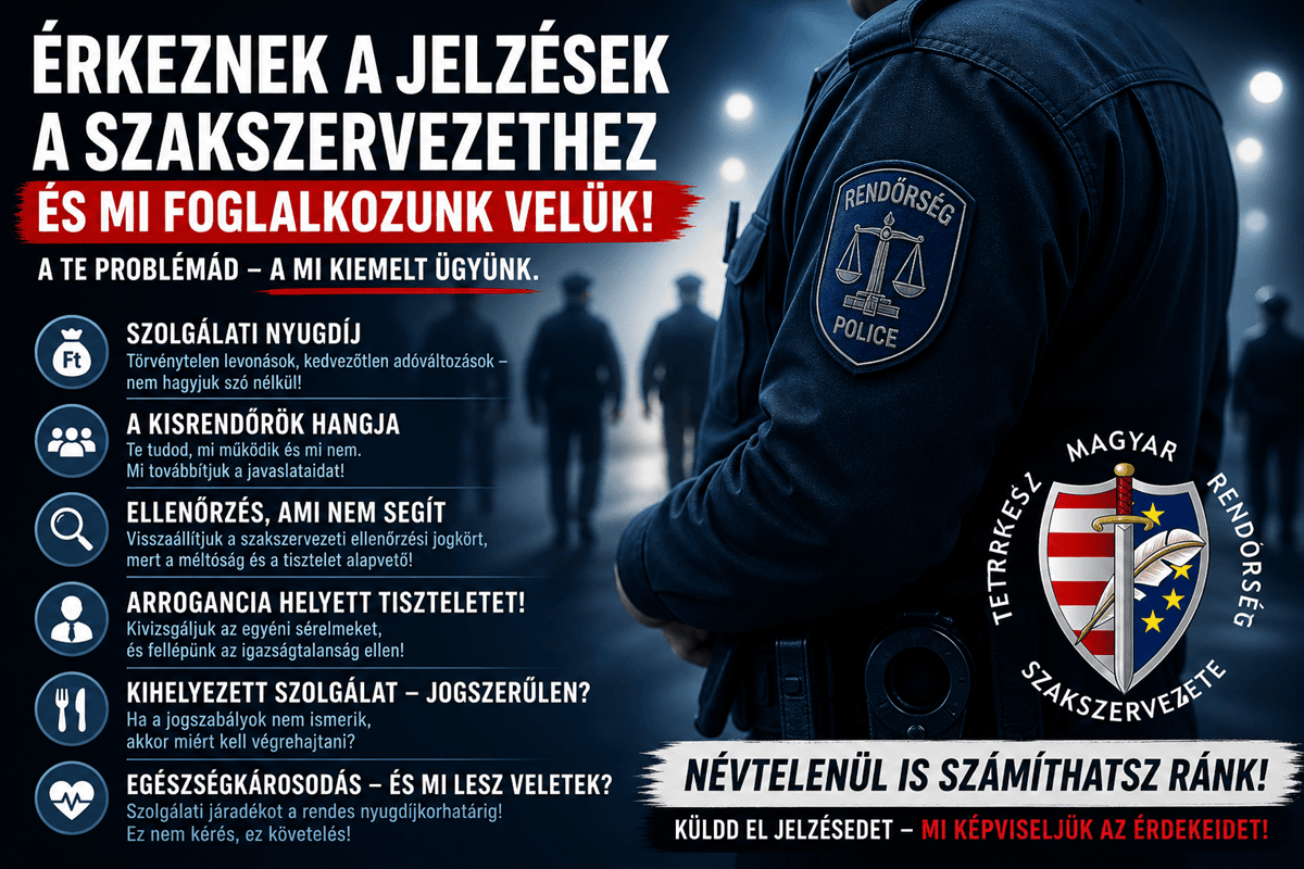 Jelzések érkeznek a rendőröktől – a TMRSZ válaszol
